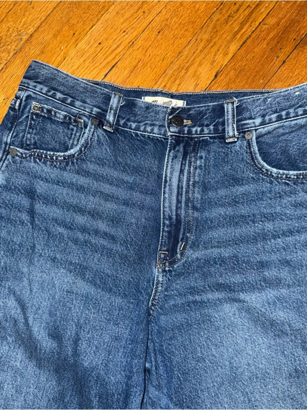 Madewell Super Wide Leg Blue Denim Jeans - Picture 3 of 4